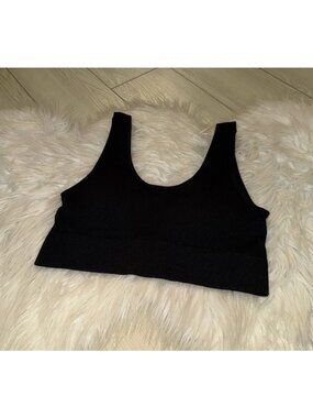 Gap Body Ribbed Seamless Comfort Wireless Bra Lined Womens M Medium Black